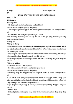 Giáo án Cấu tạo hóa học hợp chất hữu cơ Hóa học 11 Chân trời sáng tạo