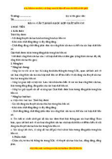 Giáo án Cấu tạo hóa học hợp chất hữu cơ Hóa học 11 Chân trời sáng tạo