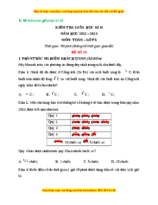 Đề thi giữa kì 2 Toán 6 Cánh diều (Đề 10)