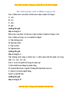 Trắc nghiệm Tin học 7 Bài 4 Chân trời sáng tạo: Phân loại tệp và bảo vệ dữ liệu trong máy tính