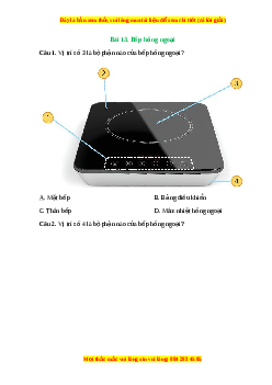 Trắc nghiệm Bài 13 Công nghệ 6 Kết nối tri thức: Bếp hồng ngoại