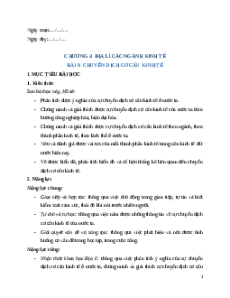 Giáo án Bài 9 Địa lí 12 Cánh diều: Chuyển dịch cơ cấu kinh tế
