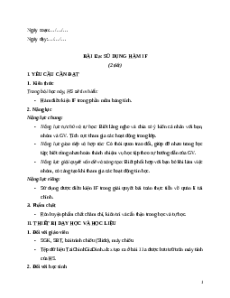 Giáo án Bài 12a: Sử dụng hàm IF Tin học 9 Kết nối tri thức
