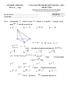 Đề thi thử tốt nghiệp Toán Sở GD Vĩnh Phúc lần 1 năm 2024