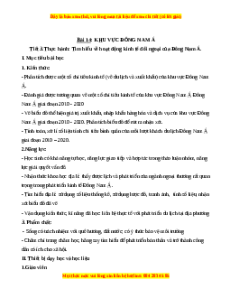 Giáo án Bài 14 Địa lí 11 Kết nối tri thức (2024): Thực hành tìm hiểu hoạt động kinh tế đối ngoại của khu vực Đông Nam Á
