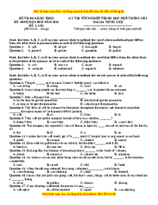Đề Tốt nghiệp Tiếng Anh 2024 theo đề tham khảo (Đề 1)