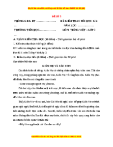 Đề thi cuối kì 2 Tiếng Việt lớp 3 Kết nối tri thức (Đề 5)