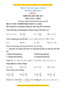 Đề thi giữa kì 1 Toán 8 Chân trời sáng tạo (đề 10)