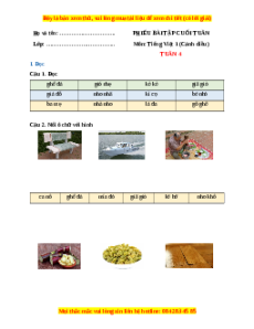 Bài tập cuối tuần Tiếng việt lớp 1 Tuần 4 Cánh diều (có lời giải)