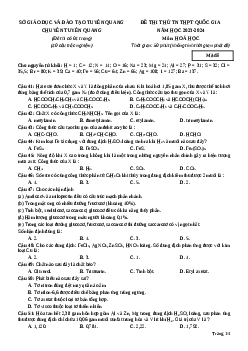 Đề thi thử tốt nghiệp Hóa học trường THPT Chuyên Tuyên Quang lần 1 năm 2024