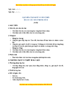 Giáo án Bài 19 Tự nhiên xã hội lớp 2 Cánh diều: Các mùa trong năm