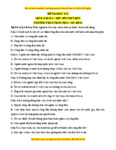 Đề thi GDCD 6 cuối kì 2 THCS Trần Phú - Đề 7 có đáp án
