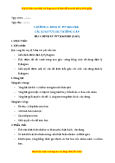 Giáo án Định lí Pythagore Toán 8 Chân trời sáng tạo