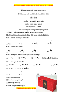Đề thi cuối học kì 1 Toán 7 Chân trời sáng tạo có đáp án (Đề 4)