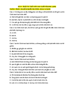 Trắc nghiệm Bài 3: Trật tự thế giới sau Chiến tranh lạnh Lịch sử 12 Đúng-Sai, Trả lời ngắn 2025