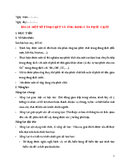 Giáo án Bài 29 Hóa học 12 Kết nối tri thức: Một số tính chất và ứng dụng của phức chất