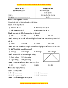 Đề thi cuối kì 1 Toán lớp 3 Cánh diều - Đề 11