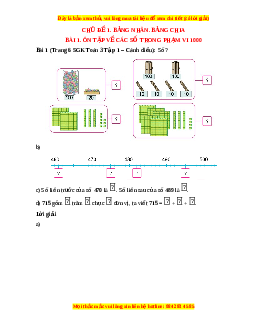 Giải Sgk Toán lớp 3 Bài 1: Ôn tập các số trong phạm vi 1000 (Cánh diều)