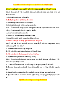 Trắc nghiệm Bài 17 Lịch sử 10 Cánh diều: Khối đại đoàn kết dân tộc trong lịch sử Việt Nam