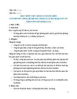 Giáo án Giải phương trình, hệ phương trình và vẽ đồ thị hàm số Toán 9 Kết nối tri thức