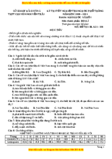 Đề thi thử Địa Lí trường Chuyên Nguyễn Trãi lần 1 năm 2021