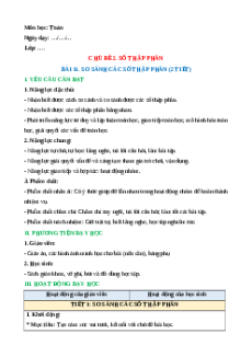 Giáo án So sánh các số thập phân Toán lớp 5 Kết nối tri thức