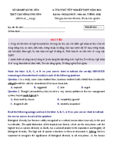 Đề thi thử tốt nghiệp Tiếng Anh Sở Hưng Yên năm 2024