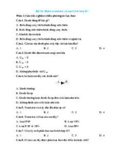 Trắc nghiệm Bài 16: Diode, transistor và mạch tích hợp IC Công nghệ 12 Điện-Điện tử Kết nối đúng sai, trả lời ngắn 2025