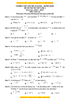 Đề thi thử tốt nghiệp Toán trường THPT Chuyên Hạ Long lần 2 năm 2024