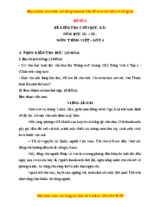 Đề thi cuối kì 2 Tiếng Việt lớp 4 Chân trời sáng tạo (Đề 6)