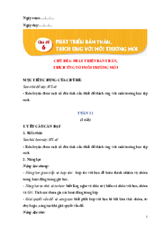 Giáo án Chủ đề 6: Phát triển bản thân, thích ứng với môi trường mới HĐTN lớp 5 Chân trời sáng tạo (Bản 1)
