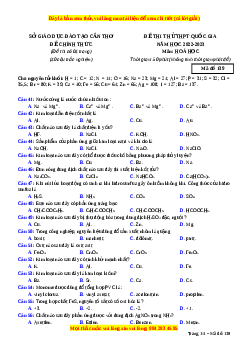 Đề thi thử Hóa học Sở Cần Thơ lần 2 năm 2023