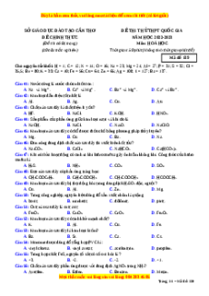 Đề thi thử Hóa học Sở Cần Thơ lần 2 năm 2023