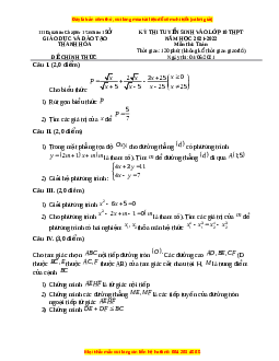 Đề thi vào 10 môn Toán tỉnh Thanh Hóa năm 2022