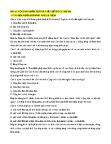 Trắc nghiệm Bài 15 Kinh tế pháp luật 10 Đúng-Sai, Trả lời ngắn: Nội dung hiến pháp 2013 và cơ chế chính trị