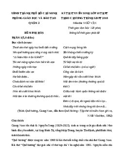 Đề minh họa thi vào lớp 10 Ngữ văn 2025 - Phòng GD Quận 3