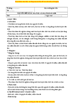 Giáo án Sulfur và sulfur dioxide Hóa học 11 Chân trời sáng tạo
