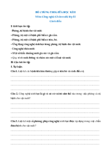 Đề cương ôn tập Giữa kì 2 Công nghệ chăn nuôi 11 Cánh diều (có đáp án)