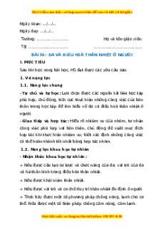 Giáo án Da và điều hòa thân nhiệt ở người Sinh học 8 Cánh diều