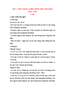 Giáo án Bài 7 Lịch sử 12 Cánh diều (2024): Cuộc kháng chiến chống thực dân Pháp