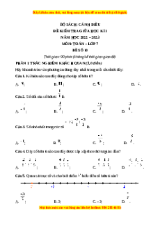 Đề thi giữa kì 1 Toán 7 Cánh diều có đáp án (Đề 10)