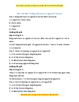 Trắc nghiệm Sơ lược về bảng tuần hoàn các nguyên tố hóa học KHTN 7 Kết nối tri thức