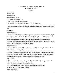 Giáo án Bài 3: Bảo hiểm KTPL 12 Cánh diều