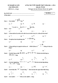 Đề thi thử tốt nghiệp Toán trường THPT Chuyên KHTN Hà Nội lần 1 năm 2024