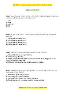 Trắc nghiệm Bài 9 Lịch sử 9: Nhật Bản