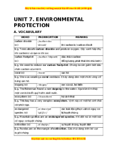 Bài tập bổ trợ nâng cao Unit 7: Environmental Protection Tiếng Anh lớp 8 Global success