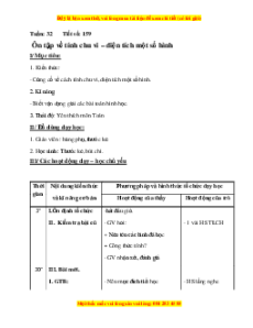 Giáo án Bài 159 Toán lớp 5: Ôn tập về tính chu vi, diện tích một số hình