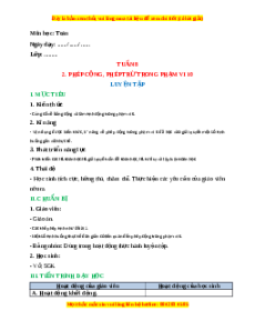 Giáo án Luyện tập Toán lớp 1 Cánh diều