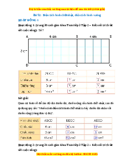 Giải Sgk Toán lớp 3 Bài 52: Diện tích hình chữ nhật, diện tích hình vuông (Kết nối tri thức)