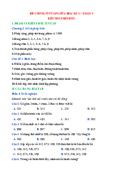 Đề cương ôn tập Giữa kì 1 Toán lớp 3 Kết nối tri thức